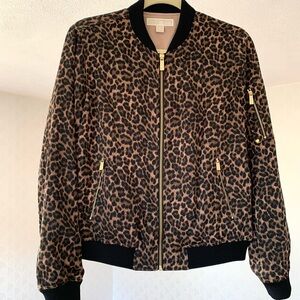 Michael Kors Leopard Print Bomber Jacket